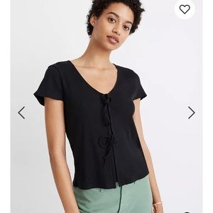 Madewell Ribbed Bow-Front Tee NWT
